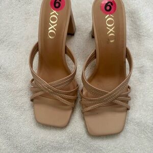 XOXO Women's Beige Strappy Heels